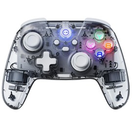 2.4G PC Controller Wireless with Hall Effect Joysticks & Triggers, Gaming Controller for Windows/Android/Steam Deck/Phone/Switch 2, Bluetooth Gamepad with 8 RGB Colours/Turbo/Programmable Transparent