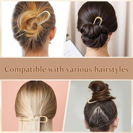 French Hair Pins for Women, 2PCS Metal Hair Pin for Buns U-Shaped Hair Sticks for Updos Buns Chignons and Twists