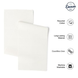 Encasa XO Dining Table Runner 13"x79" | Yarn Dyed Fine Ribbed Cotton | Solid Off White | Machine Washable