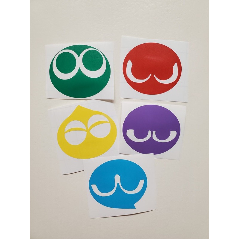 Puyo Puyo Arcade Game Set Sticker Vinyl Decals Binders, Walls,