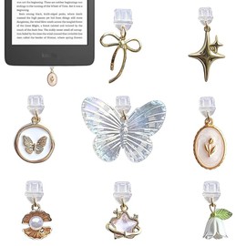 8 Pcs Type C Dust Plugs with Butterfly, USB C Protective Cap Star, Bow and Flower, Fits Kindle and Smartphones