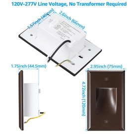 LEONLITE 3CCT LED Step Lights 120V-277V, 150LM 2.5W Dimmable Vertical Stair Lights Indoor Outdoor IP65, CRI90 & ETL, 2700K/3000K/4000K Selectable Zinc Alloy Staircase Lights, Oil Rubbed Bronze, 3 Pack