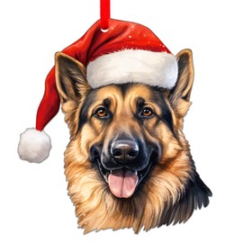D24TIME German Shepherd Christmas Ornament - Acrylic German Shepherd Ornament for Christmas Tree Decorations Xmas Gifts for Kids Women Dog Lovers Car Home Office Hanging Decor