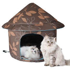 MUYG Stray Cats Shelter Cat Bed Weatherproof Foldable Cat House Warm Feral Pet Cave for Outdoor Insulated Waterproof Thicken Cats Tent Beds Shelter Home Indoor Cat Dog Houses for Kitten Puppy(Brown)