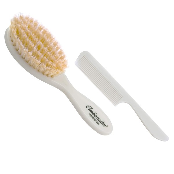 Ambassador Hairbrush, Baby Brush & Comb, White, 1 Hairbrush