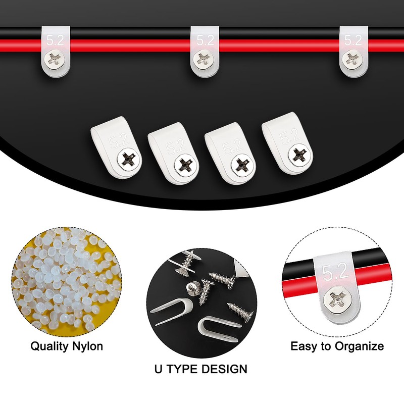 VooGenzek Pack of 100 5.2 mm (1/5 Inch) Nylon U-Type