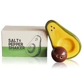 Hand-Painted Avocado Porcelain Salt and Pepper Shaker Set - Artisan Crafted Kitchen Décor