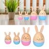 Wood Rabbit Family Figures Handcraft Decoration Ornament for Living Room