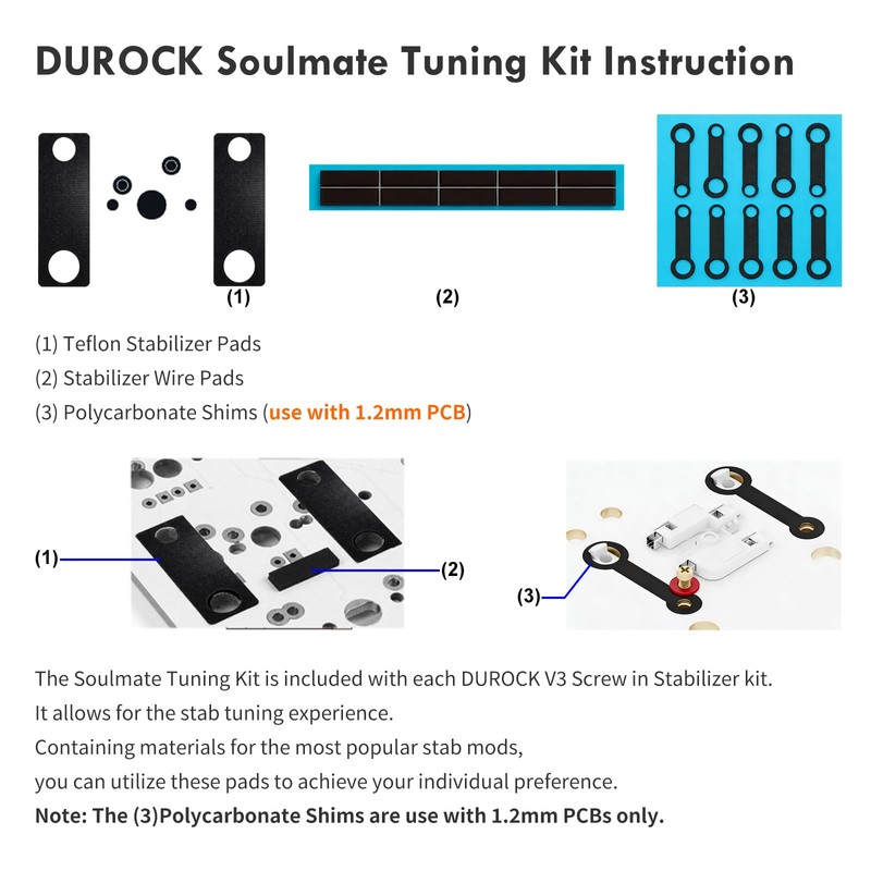 DUROCK Stabilizers V3, Screw in Stabilizers with 2u, 6.25u, 7u