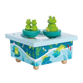 Trousselier 6295005 Spieluhr mit tanzenden Figuren für Kinder, Frösche, magnetisch, Musikbox, Musikspieluhr