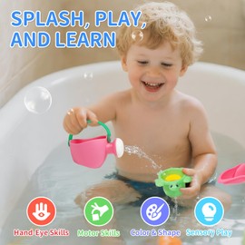 BAYMI 10PCS Baby Bath Toys for Kids Ages 1-3 – Mold-Free Bathtub & Pool Water Toys for Toddlers 1-3 and Babies 12-18 Months, with Floating Boats, Stacking Cups and Pouring Fun