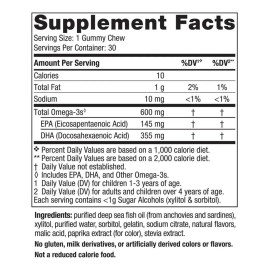 Nordic Naturals Suplemento Children's DHA Cero Azúcar, 600 mg de Omega, 30 gomitas sabor ponche tropical