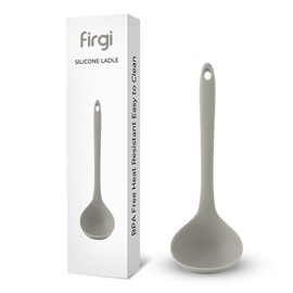 FIRGI Cucharón de cocina de silicona platino para hornear, raspar y mezclar, 100% silicona colorida de grado alimenticio, utensilios de cocina y servir resistente al calor, utensilios de cocina