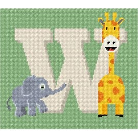 Pepita Needlepoint Canvas: Letter W Baby Animals, 8" x 7"