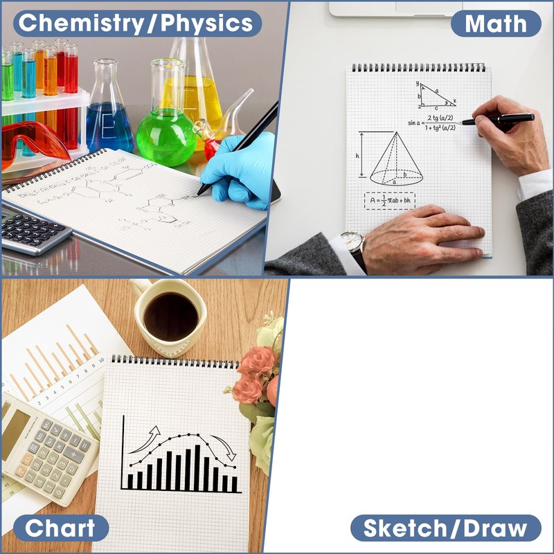 Engrowtic Top Spiral Graph Paper Notebooks 8.7 X11.4 Inch A4