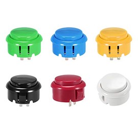 sourcing map 30mm Mounting Hole Momentary Game Push Button Switch for Arcade Video Games 6 Colors 6pcs