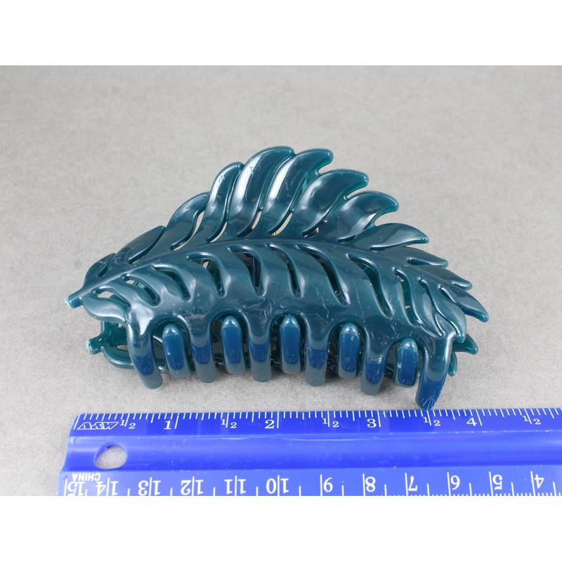 dark Teal leaf hair clip claw butterfly clamp 4 inches