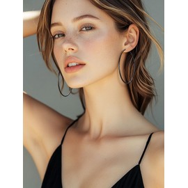 Large Sterling Silver Earrings for Women Hypoallergenic Lightweight Sturdy Hoop for Female 70mm Diameter