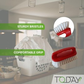 Today - Laundry Brush with Handle - Hand Wash Brush, Semi-Rigid Bristles, Ergonomic Design - Made in Italy
