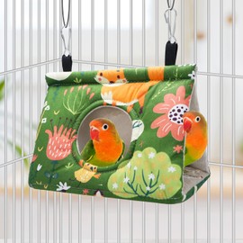 Wontee Bird Nest House Winter Warm Snuggle Hut Bird Bed Hanging Hammock for Parakeets Caique Senegal Quaker Parrots Cockatiels Conures (Small, Green)