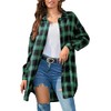 Bozanly Women's Oversized Button Down Long Plaid Flannel Shirts Lapel