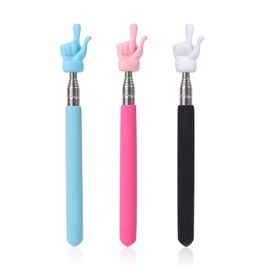 3pcs Teachers Pointer Stick, Telescopic Teachers Pointer Classroom Whiteboard Pointer Finger Pointer Stick for School Teachers Presenter (Black, Pink, Blue)