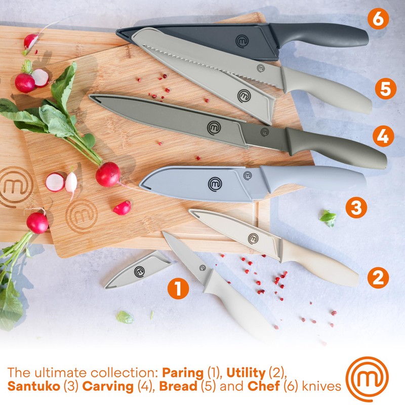 MasterChef Kitchen Knife Set with Covers, 6 Professional Chef Knives