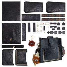 WADORN PU Leather Purse Bag Making Kit, Crossbody Shoulder Bag Making Set for Purse DIY Making Handmade Stitch Leather Bag Making Materials for DIY Handbag Accessories Crossbody Bag Making, Black