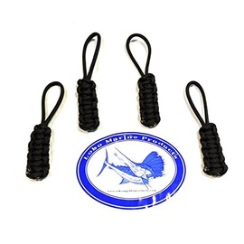 Lobo Lures 4 Pack 550 Paracord Wrangler Soft Top and Boat Enclosure Zipper Pulls Made in The USA (Black)