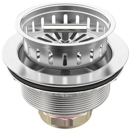 BOTEMY B9171 Kitchen Sink Drain 3 1/2 Inch Kitchen Sink Drain Strainer Assmebly Kit Stainless Steel Sink Strainer Basket/Drain Stopper for 3.5'' Standard American Drain Hole (Brushed)