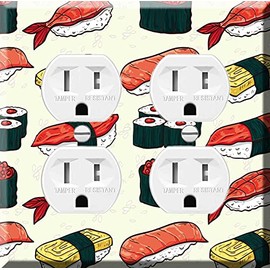 Double Duplex Outlet Cover Wall Plate - Sushipattern