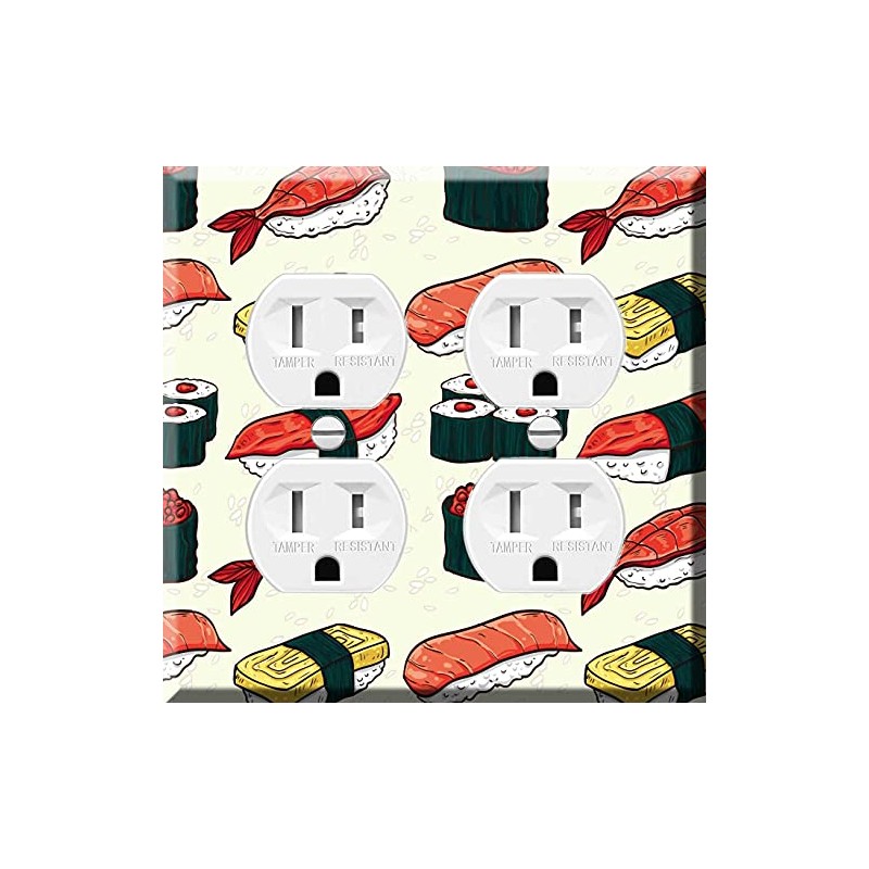 Double Duplex Outlet Cover Wall Plate - Sushipattern