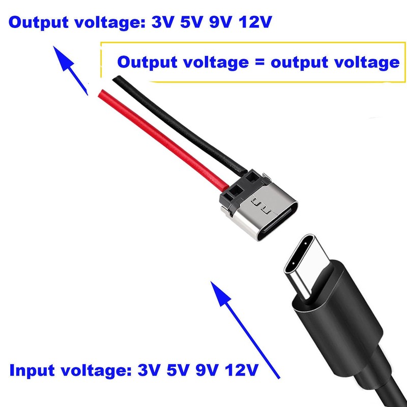 RUNCCI-YUN 20 pieces USB C female 5V 3A 2-pin, 2-wire