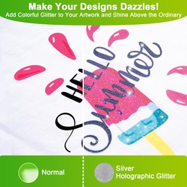 CenDale Glitter DTF Transfer Film - 8.5"x11" 30 Sheets Colorful Glitter DTF Film for Sublimation Hack, Direct to Film Printing on Light & Dark T-Shirts Textile, Hot & Cold Peel DTF Paper