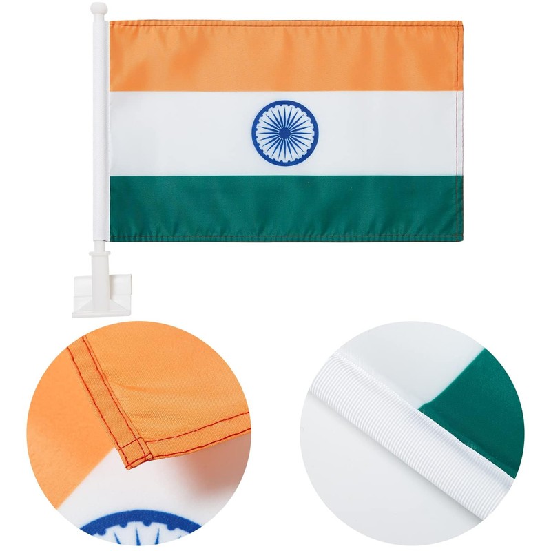 2 Pack India Indian Car Flags,Outdoor with and Car Flag