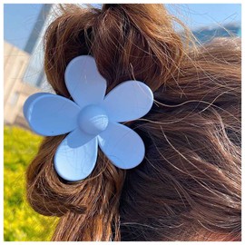 Vacaonio Bohemia Flower Hair Claw Clip Blue Matte Flower Hairclip Claw Summer Daisy Hairclip Claw Large Plastic Flower Hair Clips Colorful Flower Floral Hair Clamps Decorative Hair Accessories
