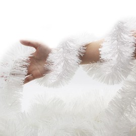 60 Feet Christmas White Tinsel Garland, White Garland for Christmas Tree, White Christmas Garland Ornament Glitter Tinsel Twist Garland for Christmas Wedding Birthday Party Decorations Indoor&Outdoor