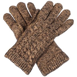 Be Your Own Style Women’s Winter Classic Cable Ultra Warm Plush Fleece Lined Knit Gloves, Many Styles (Metallic Gold Cable)