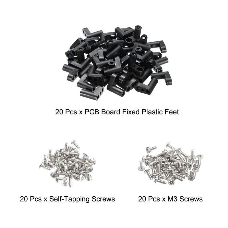 sourcing map 20 Set PCB Plastic Fixed Feet PCB Black