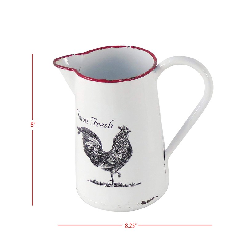 Foreside Home and Garden Enamel Rooster Pitcher
