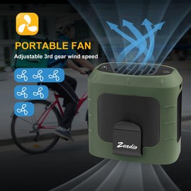 zeadio Waist Clip Fan, 3 Speeds 10000mAh Operated Hands-free Wearable Necklace Fan, with lighting function for Hot Flashes Home Office Travel Outdoor Sports - Green
