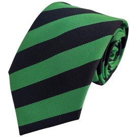 Great British Tie Club Men's Adult Block Stripe School Style Ties (Black & Green)