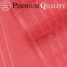 CRAFTBERRY Bath Towels Set-100% Cotton-2 Towels, 2 Hand & Washcloths-Large, Quick Dry, Absorbent, Soft Plush, Gym, Spa, Hotel, Shower -6 Piece Luxury Bathroom - Coral / Dark Coral