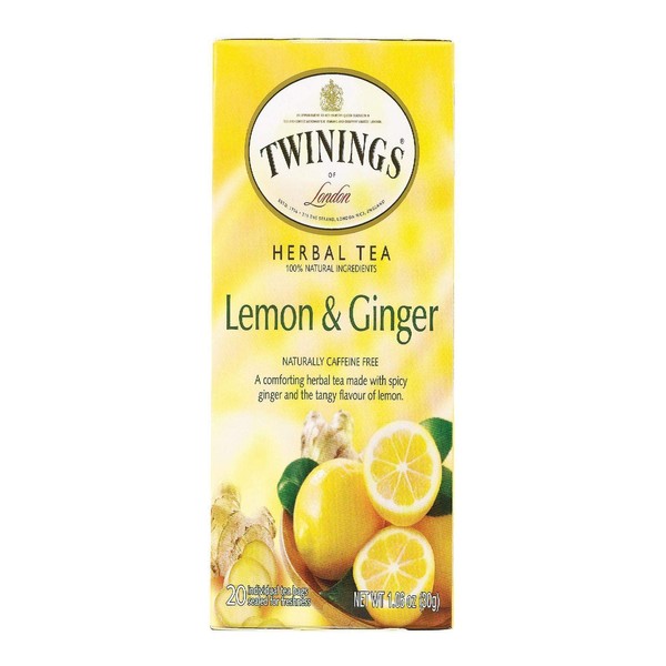 Twinings of London Lemon & Ginger Herbal Tea, 20 Count