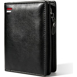 Cartera para Hombre, con RIFD Protección, 11 Ranuras para Tarjetas, con Cremallera, Regalo para Hombre de Navidad, Cumpleaños etc(Negro).