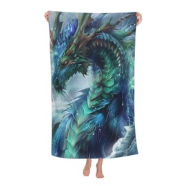 dhakalrlde Majestic Sea Dragon Beach Towel - 32×52in Microfiber Large Lightweight Quick Dry Bath Pool Swim Fantasy Art Towel for Women Adults Kids, Absorbent Sand Proof Soft Towels for Travel Sports