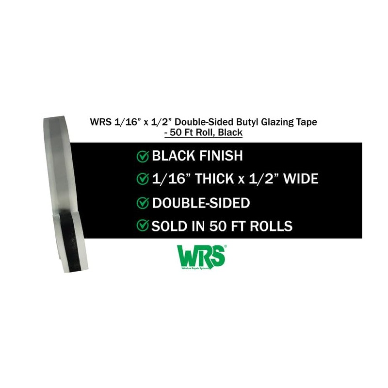 WRS 1/16" x 1/2" Double Sided Glazing Tape/Butyl Tape -