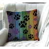Swono Rustic Rainbow Woodgrain Black and Purple Dog Paw Cotton