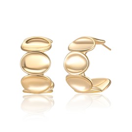 Aprilery 14K Gold Plated Hoop Earrings for Women, Trendy Chunky Gold Hoop Earrings Cuff Lightweight Hypoallergenic Jewelry for Her (Hoop A)