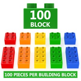 WYSWYG Big Building Blocks Sets for Age 3-5, Large Building Bricks Compatible with duplo Bricks and Major Brands, Kid Building Blocks for Ages 3 4 5 6, Big Blocks Gifts for Boys Girls,100PCS
